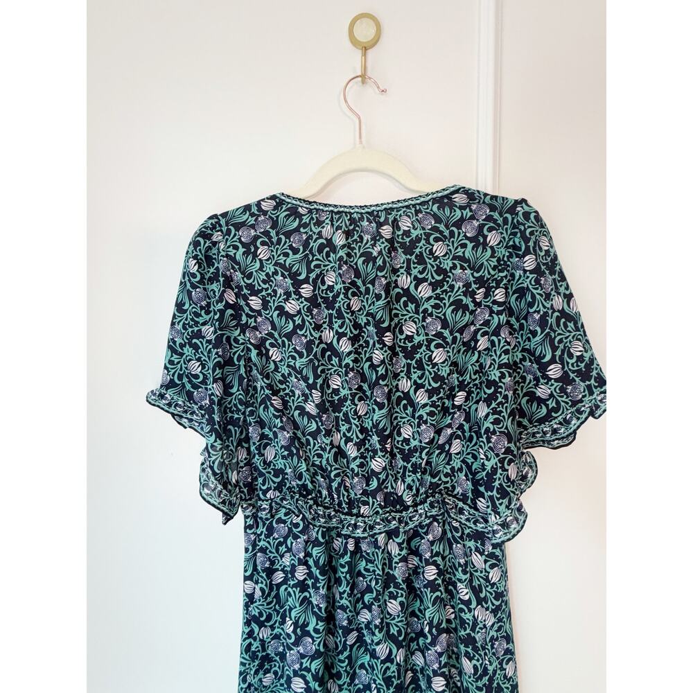 Max Studio Navy and Green Ruffle Midi Dress Floral size XS - Picture 7 of 10